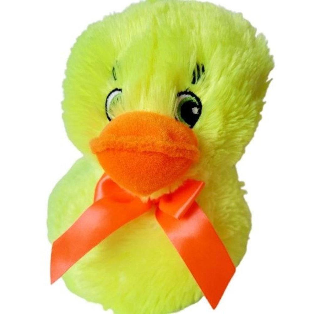 Dan Dee Collectors Choice Easter Duck Orange Beak Orange Bow Neon Plush